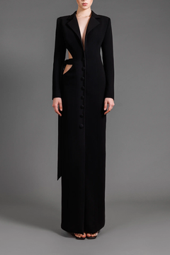 Long Sleeve Cr?pe Coat Gown Long Sleeve Cr?pe Coat Gown