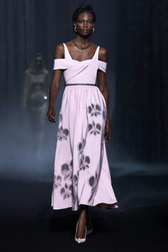 Cr?pe Dress with Beaded Cut-Outs Cr?pe Dress with Beaded Cut-Outs