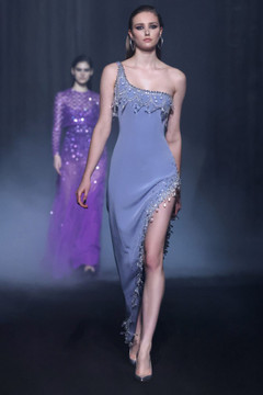 Beaded One Shoulder Cr?pe Dress Beaded One Shoulder Cr?pe Dress