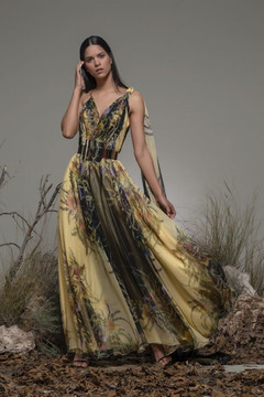 Boltiere Sleeveless Floral Gown