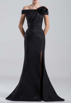 Brocade Belted Gown