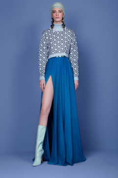 Long Chiffon Gown with Knitted Sweater Long Chiffon Gown with Knitted Sweater