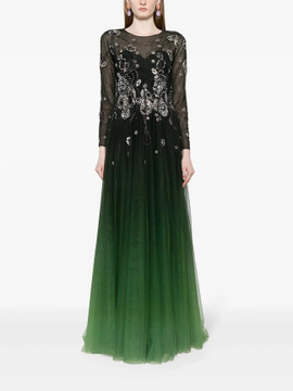 Long Sleeve Gradient Print Gown with Beading Long Sleeve Gradient Print Gown with Beading
