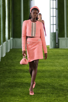 Cropped Tweed Jacket with Tweed Skirt