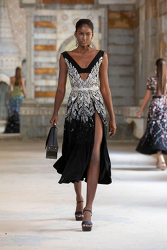 Black Crepe and Beaded Midi Dress Black Crepe and Beaded Midi Dress