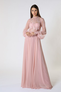 Pink Chiffon-Lace Gown