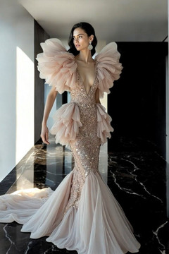 Oversized Ruffled Flared Gown Oversized Ruffled Flared Gown