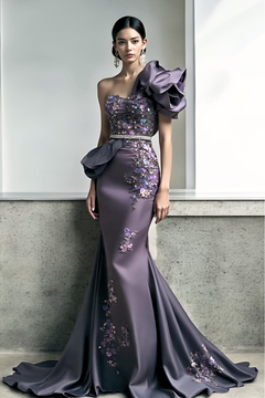 Cascading One Shoulder Gown Cascading One Shoulder Gown