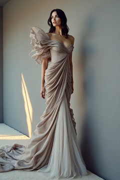 Ruffled Off the Shoulder Gown
