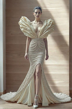 Flared Sculpted Plunging Bodice Gown Flared Sculpted Plunging Bodice Gown