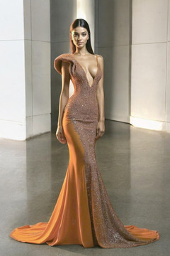 Asymmetrical-Sleeved Gown