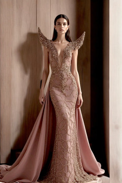 Flared Sculpted Sleeve Gown Flared Sculpted Sleeve Gown