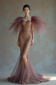 Flared Tulle Sleeved Gown Flared Tulle Sleeved Gown