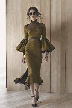 High Neck Bell Sleeved Dress High Neck Bell Sleeved Dress