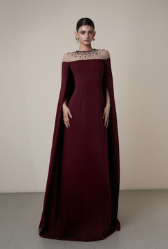 Long-Sleeve Cape Gown Long-Sleeve Cape Gown