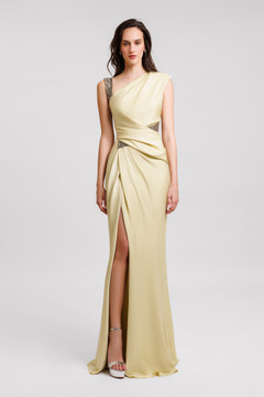 Embellished Asymmetrical Neckline Gown Embellished Asymmetrical Neckline Gown