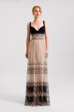 Embroidered Heart-Neckline Gown Embroidered Heart-Neckline Gown