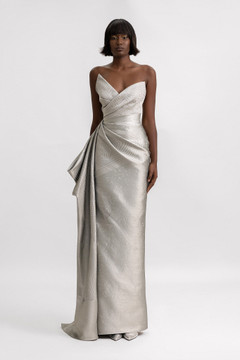 Strapless Asymmetrical Neckline Gown Strapless Asymmetrical Neckline Gown