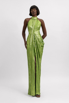Draped Halter Neckline Gown