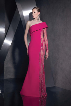 Asymmetrical Long-Sleeve Gown Asymmetrical Long-Sleeve Gown