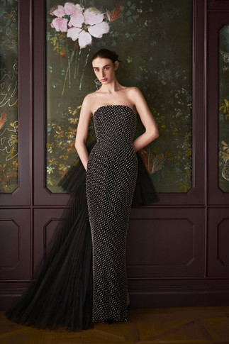 Kate Strapless Diamond Mesh Taffeta Gown