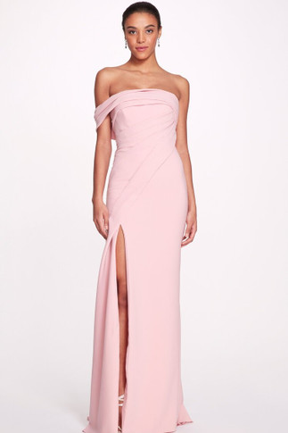 Stretch Crepe Column Slit Gown