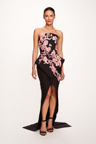 Structured Silk Crepe Column Gown