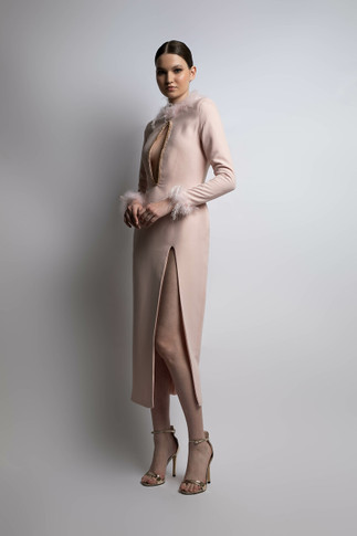 Midi-Dress with Feathers