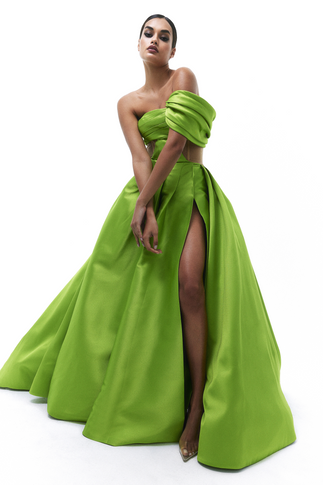 One Draped Sleeve  Gown