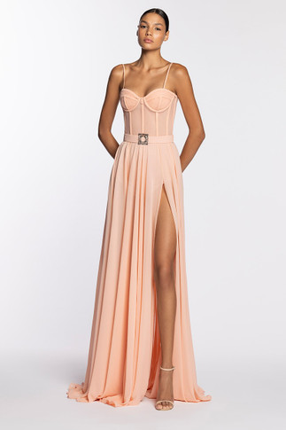 Crepe Georgette Slit Gown