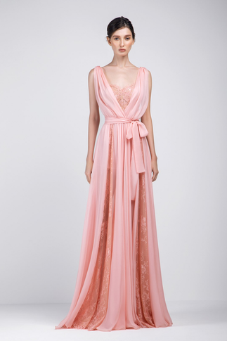 Chiffon and Lace Sleeveless Gown