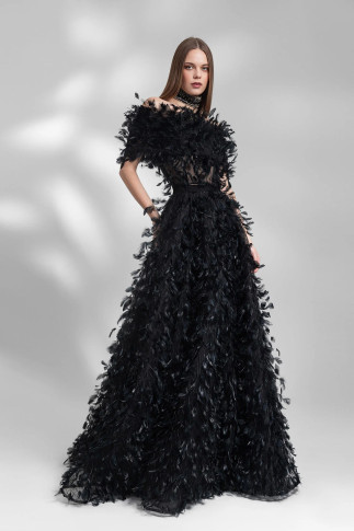 Plume Feather Ball Gown