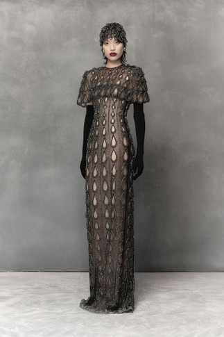 Teardrop Pattern Gown with Cape