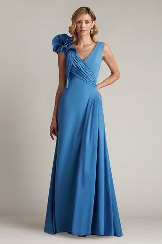 Crepe and Taffeta Sleeveless-Gown