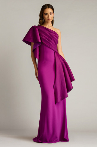 Textured Crepe and Taffeta-Gown