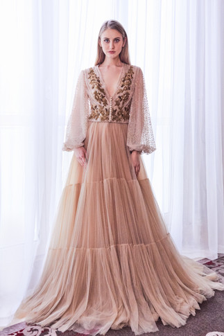 Embellished Top and Pleated Skirt