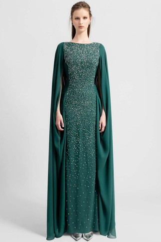 Beaded Gown with Back Draping