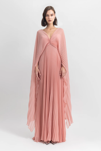 Pleated Chiffon Gown
