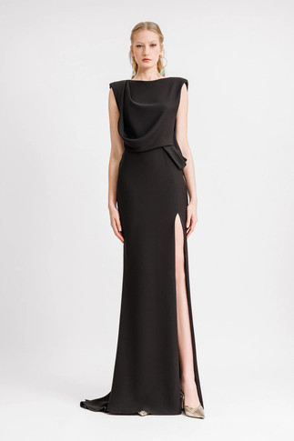 Draped Cap Sleeve Gown