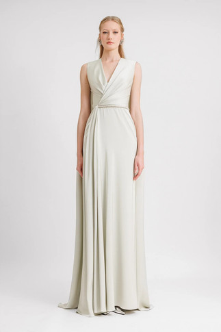 V-Neckline with Cape-Like Back Gown