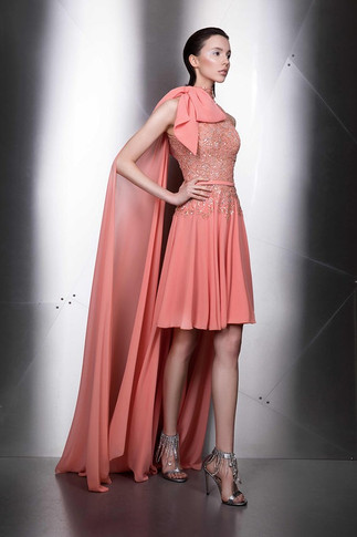 Draped One Shoulder Cocktail Dress