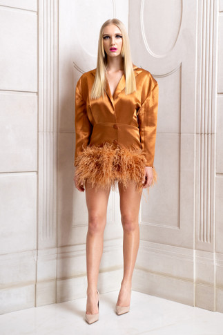 Satin Ostrich Feather Dress