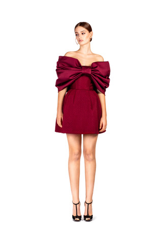 Burgundy Bow Cocktail Dress