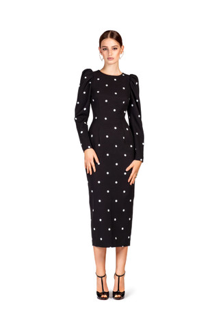Long Sleeve Dot Midi Dress