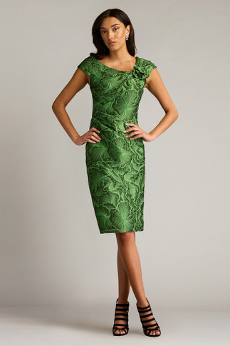 Textured Jacquard Cap Sleeve Dress