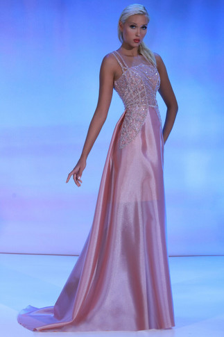Beaded Strap A-Line Gown