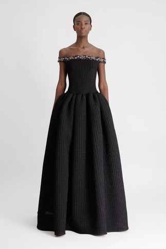 Beaded Off-The-Shoulders Gown