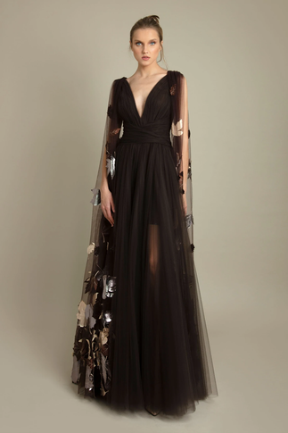 Tulle Gown with Cape