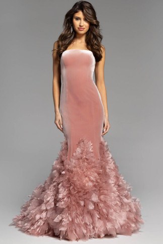Strapless Velvet Mermaid Gown