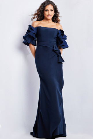 Off-the-Shoulder Short Sleeve Gown